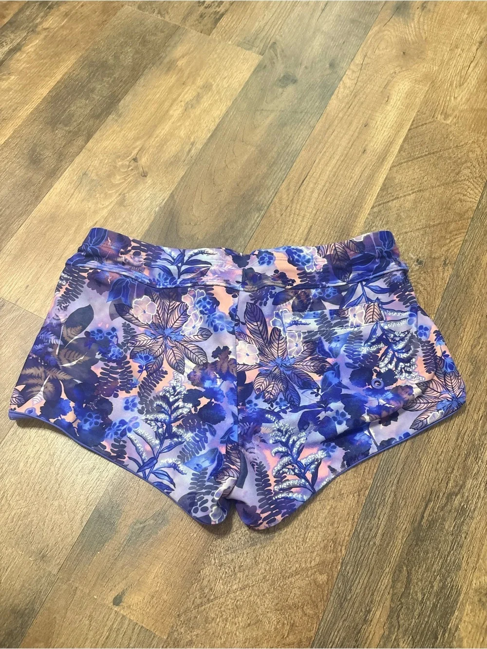Athleta Girl Cannonball 2.0 Swim Shorts Girls L 12 Purple Floral Board Shorts